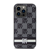 DKNY DKHCP14LPCPTSSK iPhone 14 Pro6.1" czarny/black hardcase Leather Checkered Mono Pattern & Printed Stripes