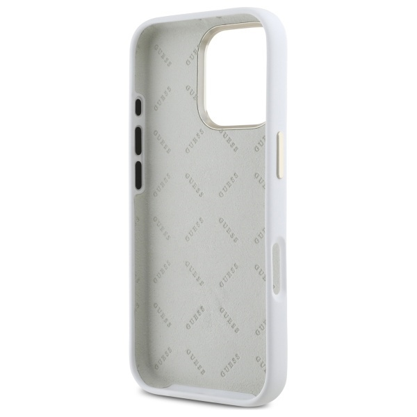 Guess GUHCP16XM4DGPH iPhone 16 Pro Max   6.9" biały/white hardcase Silicone Logo Strass 4G