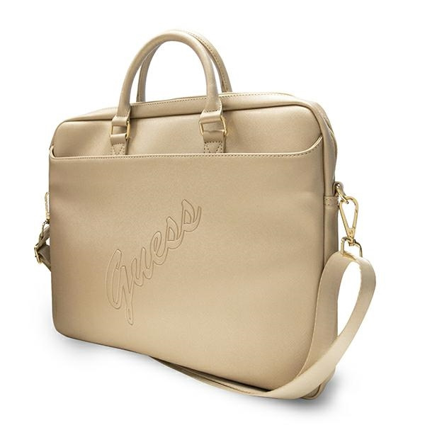 Guess Torba GUCB15PUSASLG 16"złoty/gold Saffiano Script