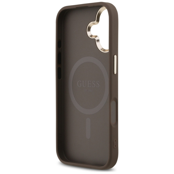 Etui Guess 4G Triangle Logo MagSafe do   iPhone 17 brązowy złoty