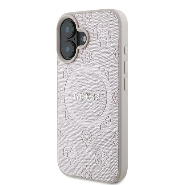 Guess GUHMP16MPSAPSMEP iPhone 16 Plus6.7" różowy/pink hardcase Saffiano Peony Classic Logo MagSafe