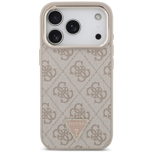 Etui Guess 4G Triangle Logo MagSafe do   iPhone 17 Pro różowy złoty