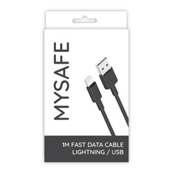 MYSAFE NB CABLE P156 LIGHTNING USB 1M BLACK