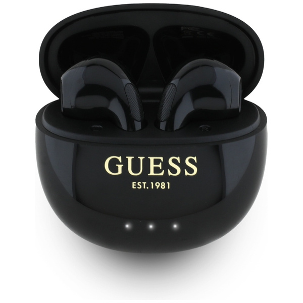 Słuchawki TWS Guess Glossy Effect Egg    Shape Printed Classic Logo czarny