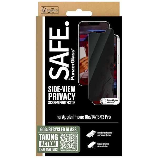 Szkło prywatyzujące SAFE by PanzerGlass   Ultra-Wide Fit do iPhone 16e/14/13/13 Pro