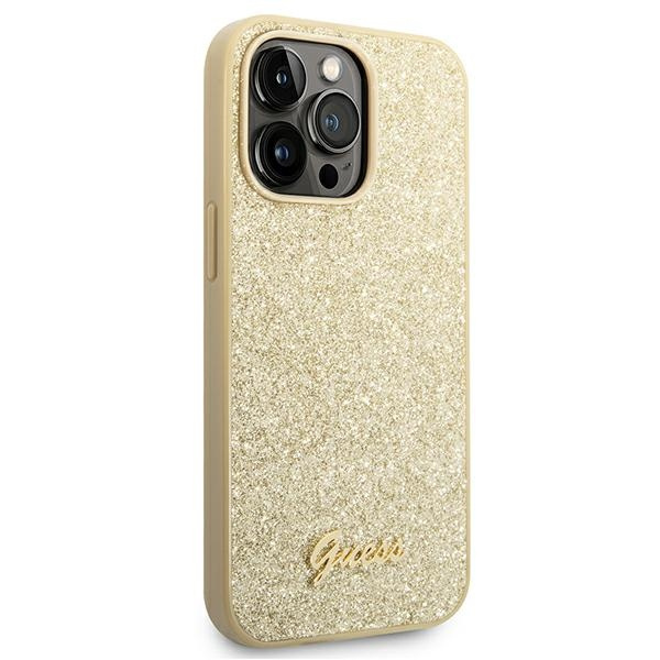 Guess GUHCP14LHGGSHD iPhone 14 Pro6,1" złoty/gold hard case Glitter Script