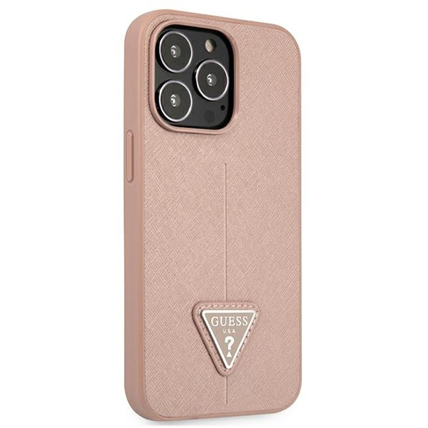 Guess GUHCP13LPSATLP iPhone 13 Pro/ 13 6,1" różowy/pink hardcase SaffianoTriangle Logo