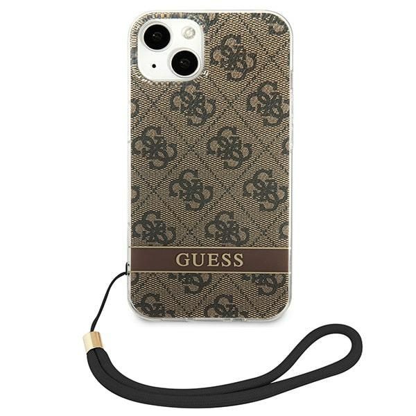 Guess GUOHCP14MH4STW iPhone 14 Plus / 15 Plus 6.7" brązowy/brown hardcase 4G Print Strap