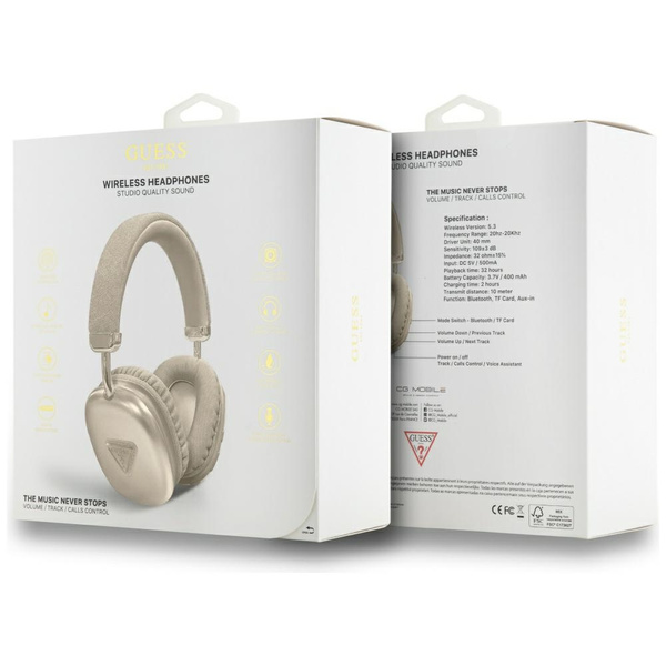 Słuchawki nauszne Guess Bluetooth 5.3    Metallic Triangle Logo złoty