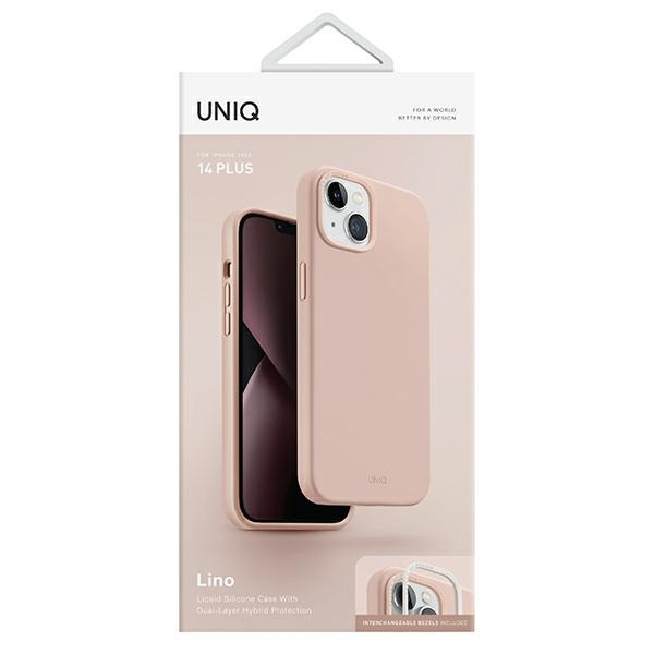 Etui Uniq Lino na iPhone 14 Plus - różowe