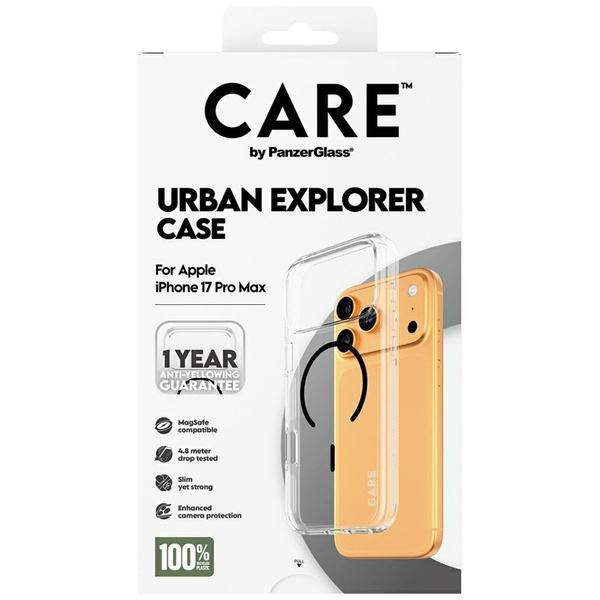 Etui CARE by PanzerGlass Flagship Urban  Explorer w. Black MagSafe do iPhone 17 Pro Max przezroczysty