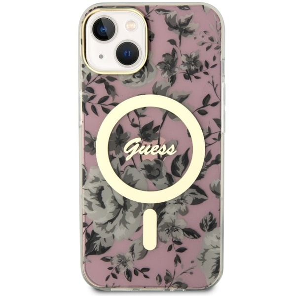 Guess GUHMP14SHCFWSP iPhone 14 / 15 / 136.1" różowy/pink hardcase Flower MagSafe
