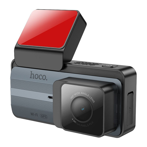 Kamera samochodowa Hoco z wyświetlaczem 3,69" 2K + kamera tylna 720P/25fps GPS DV12 srebrno szara