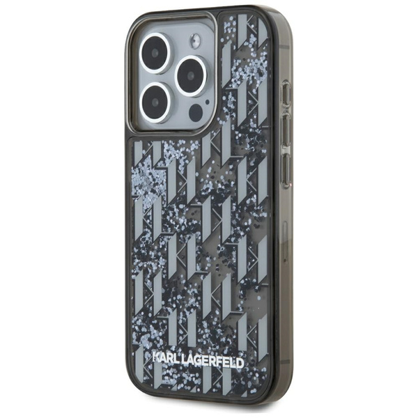 Etui Karl Lagerfeld Liquide Glitter      Monogram Gradient do iPhone 15 Pro czarny