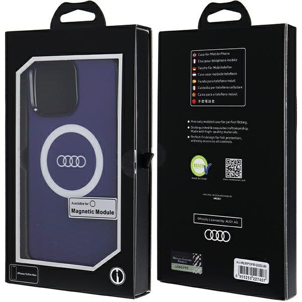 Etui Audi IML Big Logo MagSafe na iPhone 15 Pro Max - niebieskie