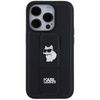 Etui Karl Lagerfeld Gripstand Saffiano Choupette Pins na iPhone 14 Pro Max - czarne