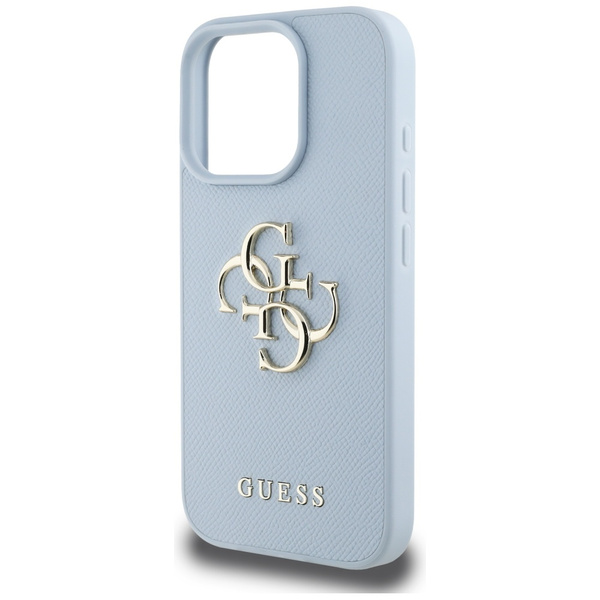 Etui Guess Grained Big 4G Logo Small     Classic Logo do iPhone 16 Pro Max niebieski