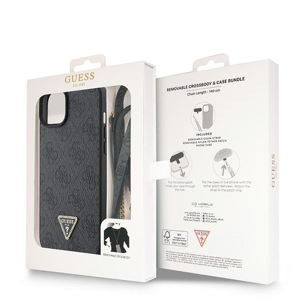 Guess GUHCP15SP4TDSCPK iPhone 15 / 14 / 13 6.1" czarny/black hardcase Crossbody 4G Metal Logo