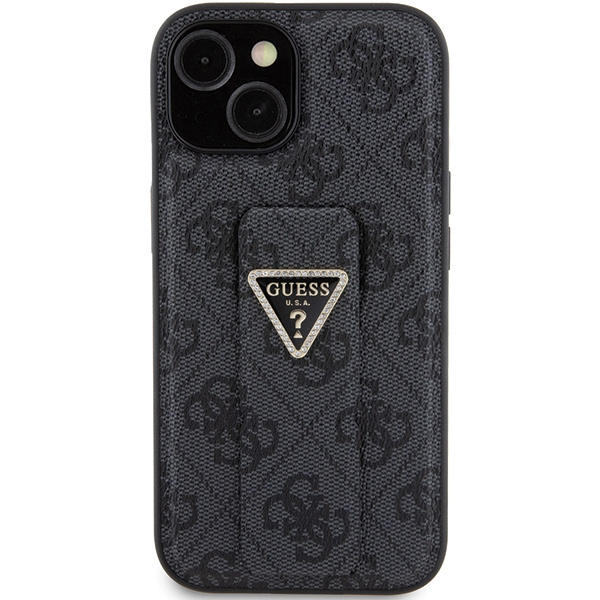 Guess GUHCP15SPGS4TDK iPhone 15 / 14 / 13 6.1" czarny/black hardcase Grip Stand 4G Triangle Strass