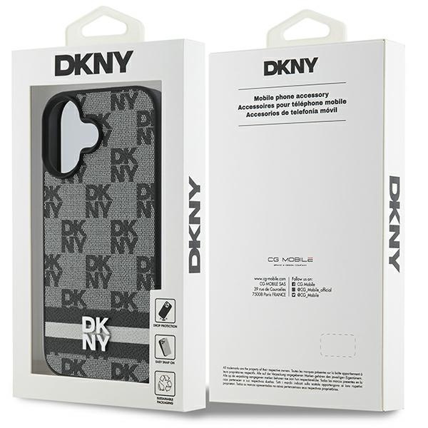 DKNY DKHCP16SPCPTSSK iPhone 16 6.1"6.1" czarny/black hardcase Checkered Pattern & Printed Stripes