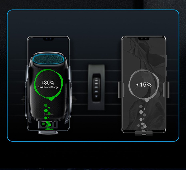 BASEUS MILKY WAY 15W WIRELESS QI CAR CHARGER PHONE AUTOMATIC HOLDER BLACK (WXHW02-01)