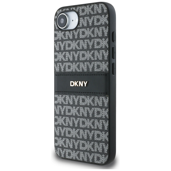 Etui DKNY Repeat Texture Pattern with    Tonal Stripe do iPhone 16e czarny