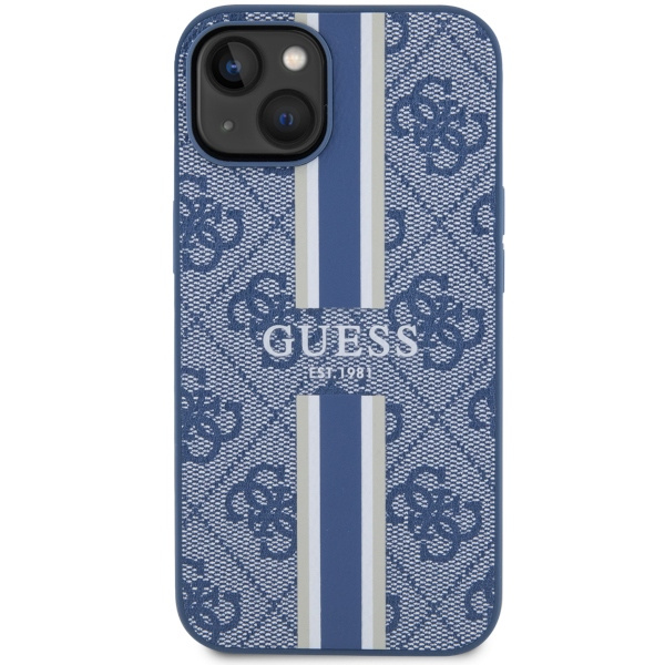 Guess GUHMP14MP4RPSB iPhone 14 Plus/ 15 Plus 6.7" niebieski/blue hardcase 4G Printed Stripes MagSafe