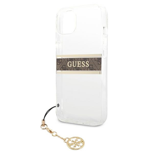 GUESS GUHCP13SKB4GBBR IPHONE 13 MINI 5.4 "TRANSPARENT HARDCASE 4G BROWN STRAP CHARM