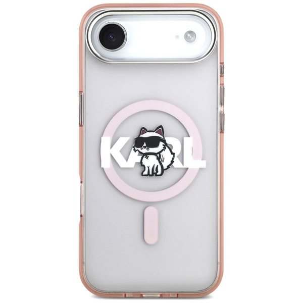 Etui Karl Lagerfeld IML Choupette Sketch Logo MagSafe do iPhone Air różowy