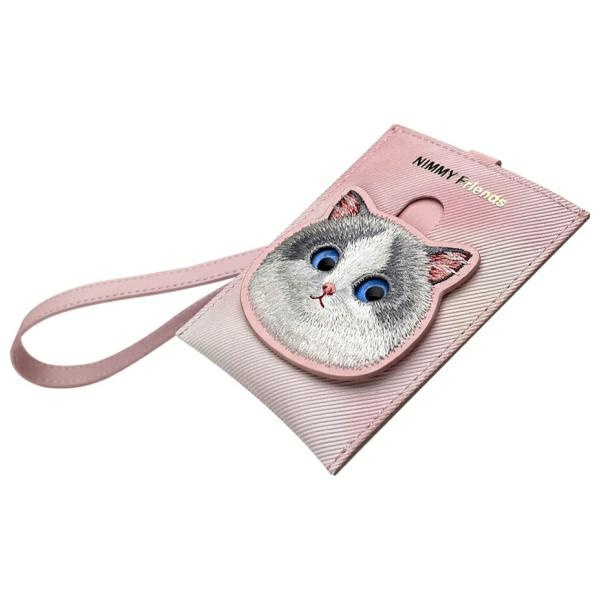 Nimmy Zestaw 3w1 torebka na telefon +     portfel + etui na lokalizator różowy/pink Big Eyed Pet 2.0 Cat