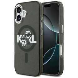 Etui Karl Lagerfeld IML Glitter Karl & Choupette Sketch Logo MagSafe do iPhone 17 czarny