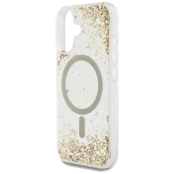Etui Guess HC Resin Bottom Glitter do    iPhone 16 MagSafe złoty