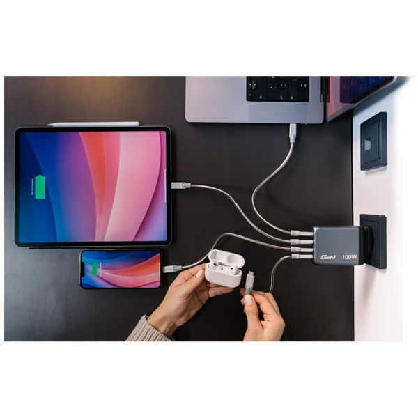 Verbatim Ładowarka sieciowa GaN 100W3xUSB-C/USB-A + Adapter EU/UK/US GNC-100 32202