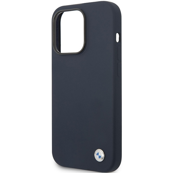 Etui BMW Silicone Metal Logo na iPhone 14 Pro - granatowe