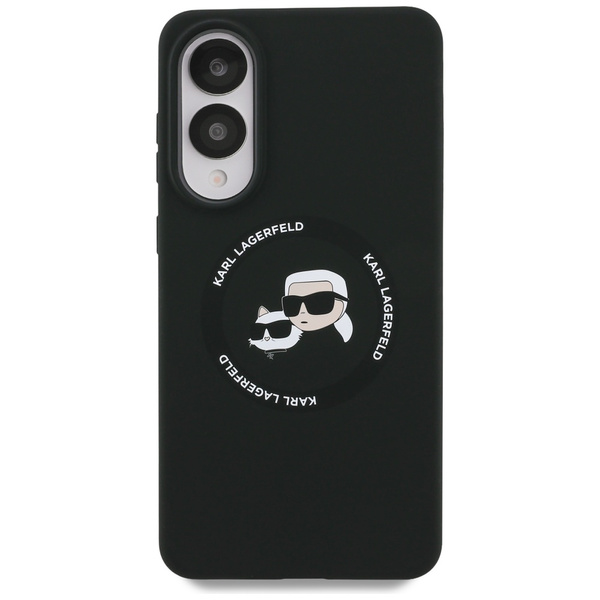 Etui Karl Lagerfeld Silicone Double      Heads And Circle MagSafe do Samsung Galaxy S25 Edge czarny
