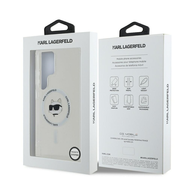 Etui Karl Lagerfeld Button Choupette     Head Printed Logo MagSafe do Samsung Galaxy S25 Ultra biały