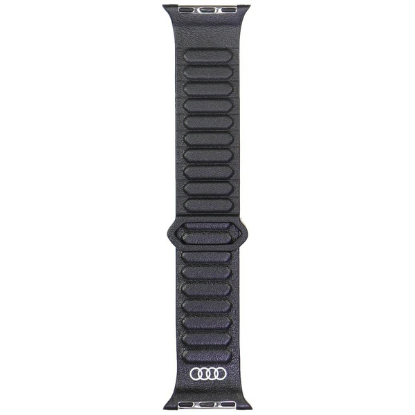 Pasek Audi Logo Genuine Leather Magnetic Ring do Apple Watch 40/41/42mm czarny