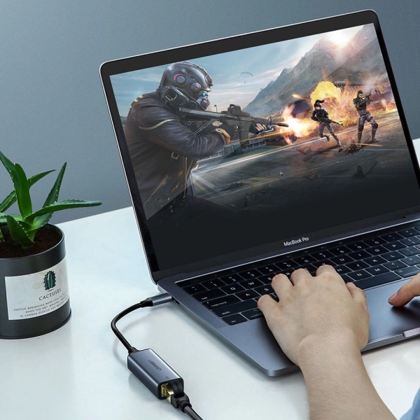 Ugreen external network adapter RJ45 - USB Type C (1000 Mbps / 1 Gbps) Gigabit Ethernet gray (CM199)