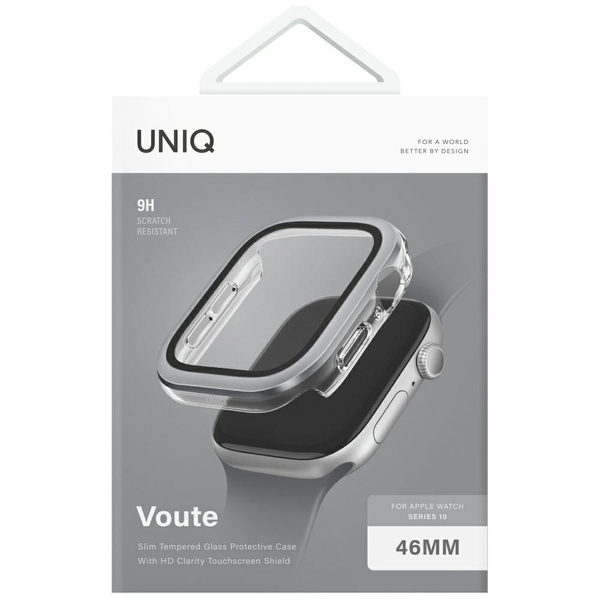 Etui UNIQ Voute do Apple Watch Series 10 46mm szkło hartowane srebrny