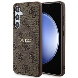 GUESS GUHMS24SG4GFRW S24 S921 BROWN/BROWN HARDCASE 4G COLLECTION LEATHER METAL MAGSAFE LOGO