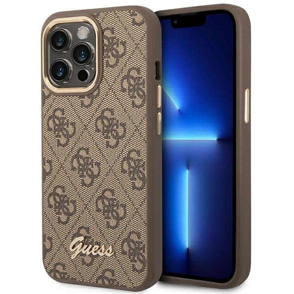 Guess GUHCP14LHG4SHW iPhone 14 Pro6,1" brązowy/brown hard case 4G Vintage Gold Logo