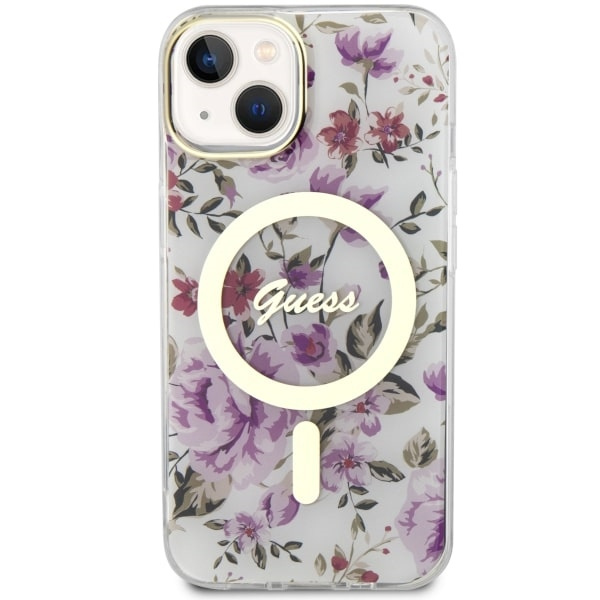Guess GUHMP14MHCFWST iPhone 14 Plus/ 15 Plus 6.7" transparent hardcase Flower MagSafe