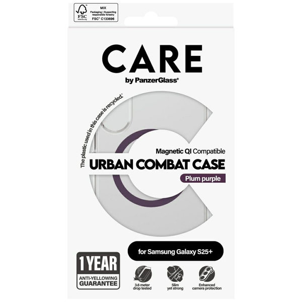 Etui CARE by PanzerGlass Flagship Urban   Combat Purple QI do Samsung Galaxy S25+ przezroczysty