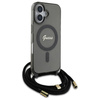 Guess GUHMP16SHCTSGNSK iPhone 16 6.1"    czarny/black hardcase Crossbody Cord Script MagSafe