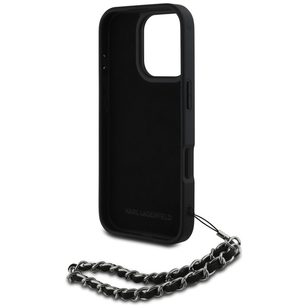 Etui Karl Lagerfeld Saffiano Crystals    w/Chain do iPhone 16 Pro czarny