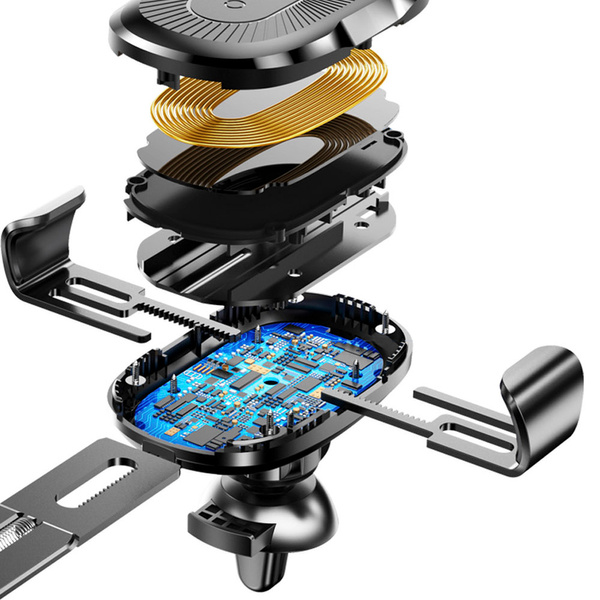 Baseus Wireless Charger Gravity uchwyt samochodowy na kratkę wentylacyjną + bezprzewodowa ładowarka Qi czarny (WXYL-01)