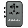 Verbatim Adapter podróżny EU/UK/US GaN2xUSB-A/2xUSB-C PD 65W UTA-05 czarny/black 32120