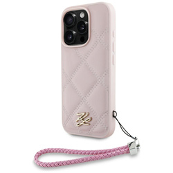 Etui Karl Lagerfeld Quilted Initial Logo & Chain Strap do iPhone 16 Pro różowy