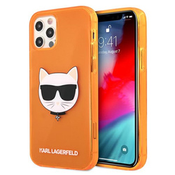 KARL LAGERFELD KLHCP12LCHTRO IPHONE 12 PRO MAX 6,7" POMARAŃCZOWY/ORANGE HARDCASE GLITTER CHOUPETTE FLUO