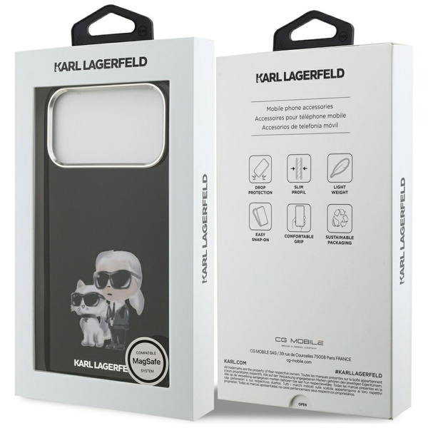 Etui Karl Lagerfeld IML Aquarelle Karl & Choupette & Logo MagSafe do iPhone 17 Pro czarny